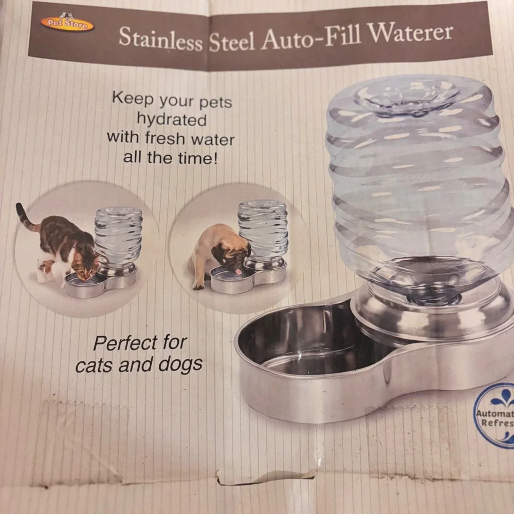 Pet Store Stainless Steel Auto-Fill Waterer Gravity Pet Bowl for Cats and Dogs